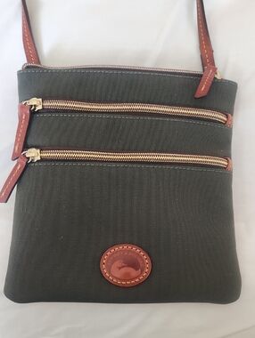 Dooney & Bourke Olive Canvas Crossbody with Brown Leather Accents